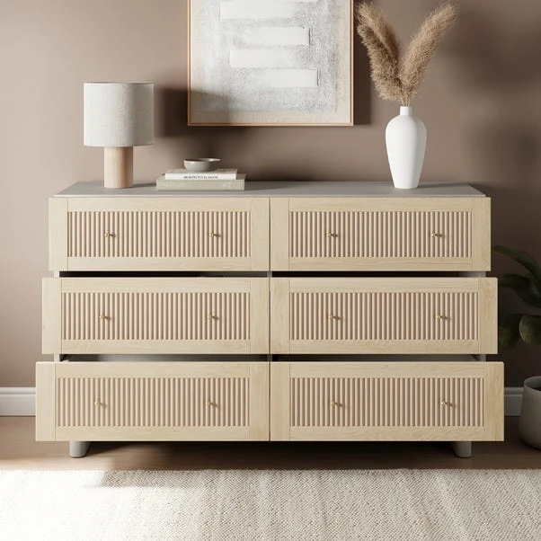 Maeva 6 Drawer Chest, Light Oak Effect 4 Maeva 6 Drawer Chest, Light Oak Effect - Image 2