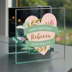 Personalised Floral Heart Mirrored Glass Tealight Holder 9 Personalised Floral Heart Mirrored Glass Tealight Holder -Home Luxe Studio 30897488 alt02