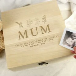 Personalised Floral Wooden Memory Box