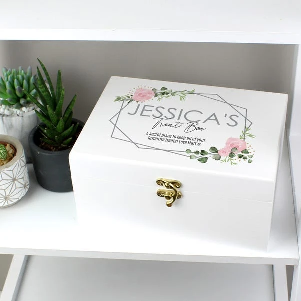 Personalised Abstract Rose White Wooden Memory Box 6 Personalised Abstract Rose White Wooden Memory Box - Image 4