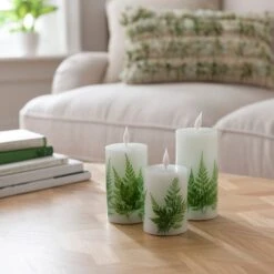 Set Of 3 LED Fern Pillar Candles 5 Set Of 3 LED Fern Pillar Candles -Home Luxe Studio 30897727 alt01