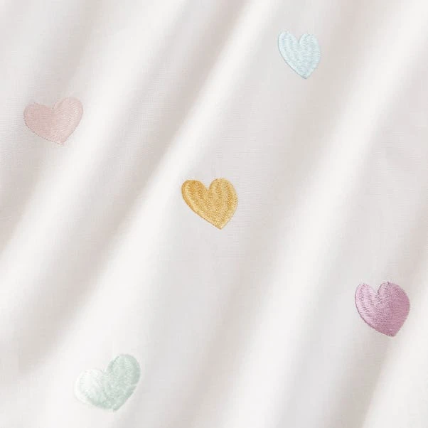 Embroidered Hearts Single Duvet Cover And Pillowcase Set 6 Embroidered Hearts Single Duvet Cover And Pillowcase Set - Image 4