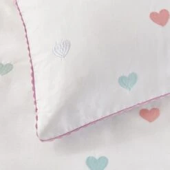 Embroidered Hearts Single Duvet Cover And Pillowcase Set 11 Embroidered Hearts Single Duvet Cover And Pillowcase Set -Home Luxe Studio 30898199 alt04