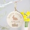 Personalised Easter Bunny Round Wooden Decoration -Home Luxe Studio 30899650
