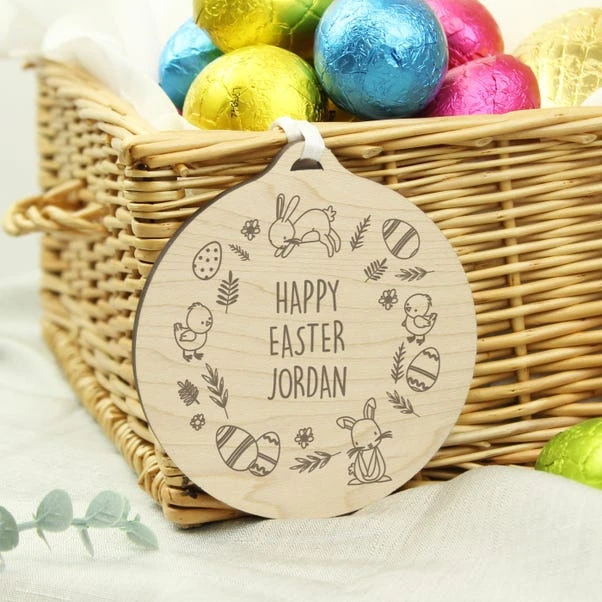 Personalised Happy Easter Wooden Decoration 3 Personalised Happy Easter Wooden Decoration
