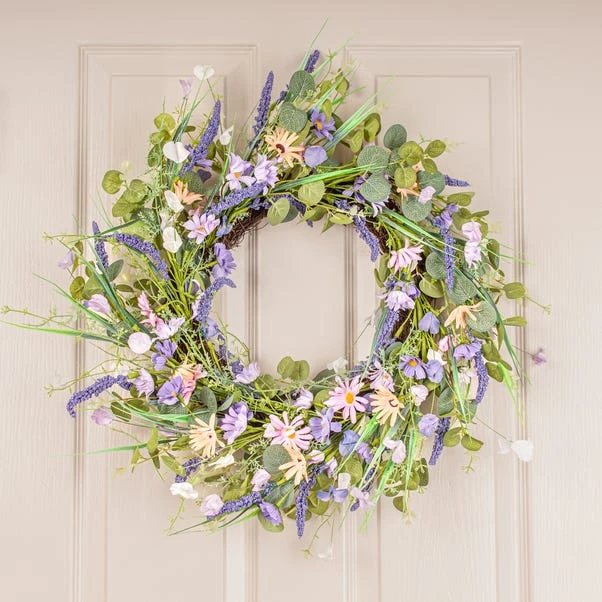 Artificial Spring Purple Florals Wreath 3 Artificial Spring Purple Florals Wreath