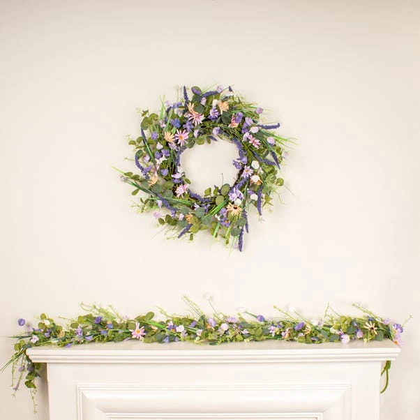Artificial Spring Purple Florals Wreath 8 Artificial Spring Purple Florals Wreath - Image 6