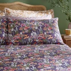 Harvest Floral Purple Duvet Cover And Pillowcase Set 41 Harvest Floral Purple Duvet Cover And Pillowcase Set -Home Luxe Studio 30901496 alt01