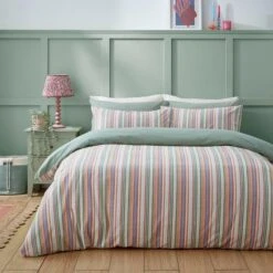 Rosie Stripe Double Multicoloured Duvet Cover And Pillowcase Set -Home Luxe Studio 30902246