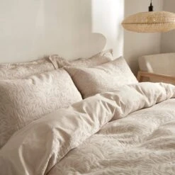 Kingham Leaves Cream Duvet Cover And Pillowcase Set 36 Kingham Leaves Cream Duvet Cover And Pillowcase Set -Home Luxe Studio 30904205 alt06