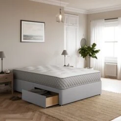 Fogarty Open Coil Memory Foam Mattress Divan Set, Faux Linen -Home Luxe Studio 30904384 alt01