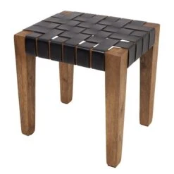 Pacific 2 Seater Claudio Leather Bench And Stools Set, Mango Wood -Home Luxe Studio 30907191 alt04