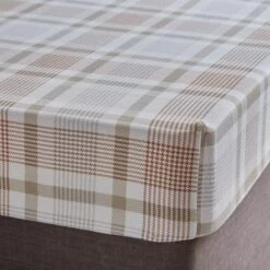 Grey Natural Check Brushed Cotton Fitted Sheet -Home Luxe Studio 30907859