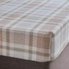 Grey Natural Check Brushed Cotton Fitted Sheet 1 Grey Natural Check Brushed Cotton Fitted Sheet -Home Luxe Studio 30907946