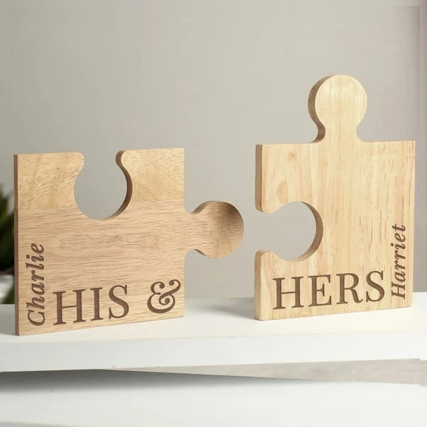 Personalised His And Hers Jigsaw Piece Ornament Set 3 Personalised His And Hers Jigsaw Piece Ornament Set