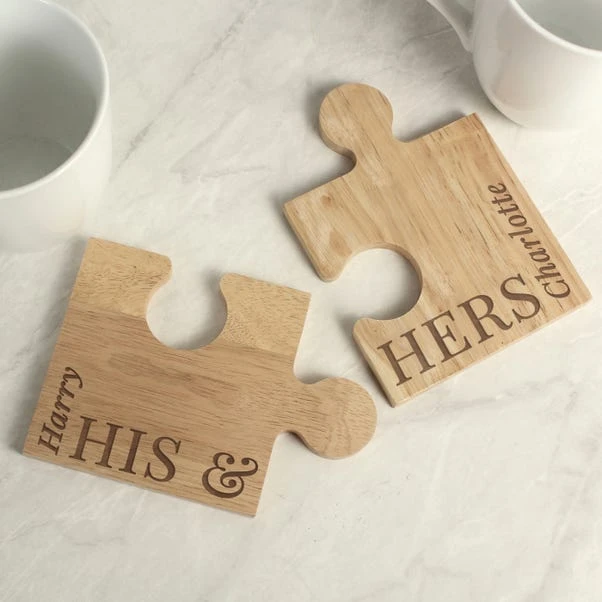 Personalised His And Hers Jigsaw Piece Ornament Set 4 Personalised His And Hers Jigsaw Piece Ornament Set - Image 2