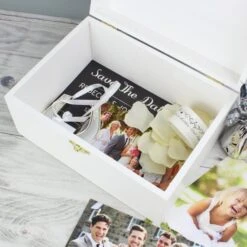 Personalised Fresh Botanical White Wooden Memory Box 10 Personalised Fresh Botanical White Wooden Memory Box -Home Luxe Studio 30908446 alt02