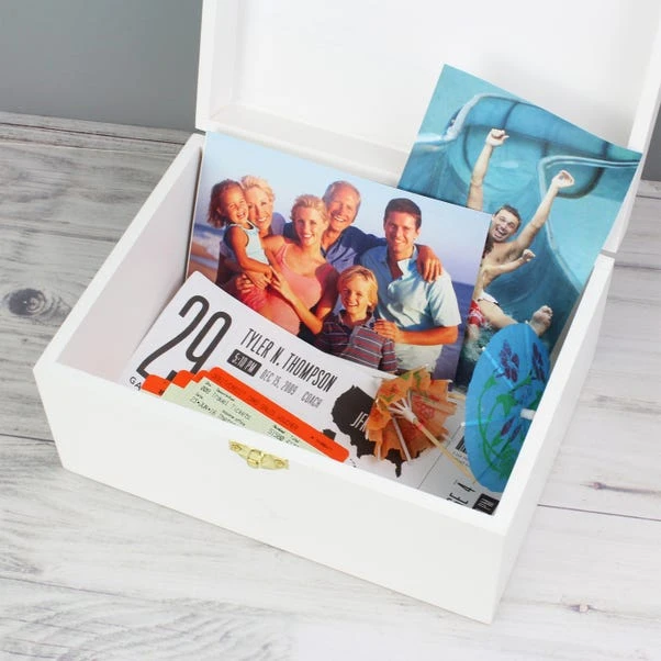 Personalised Fresh Botanical White Wooden Memory Box 7 Personalised Fresh Botanical White Wooden Memory Box - Image 5