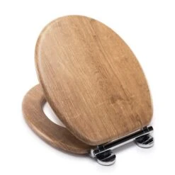 Croydex Ontario Teak Effect Flexi Fix Oval Toilet Seat -Home Luxe Studio 30908842 alt03