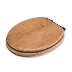 Croydex Ontario Teak Effect Flexi Fix Oval Toilet Seat -Home Luxe Studio 30908842 alt04