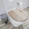 Croydex Verese Grey Oak Effect Flexi Fix D Shape Toilet Seat -Home Luxe Studio 30908847