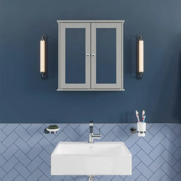 FlexiFix Ashby Wooden Double Door Cabinet, Grey 3 FlexiFix Ashby Wooden Double Door Cabinet, Grey