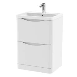 Lunar Floor Standing 2 Drawer Vanity Unit With Polymarble Basin 40 Lunar Floor Standing 2 Drawer Vanity Unit With Polymarble Basin -Home Luxe Studio 30910145