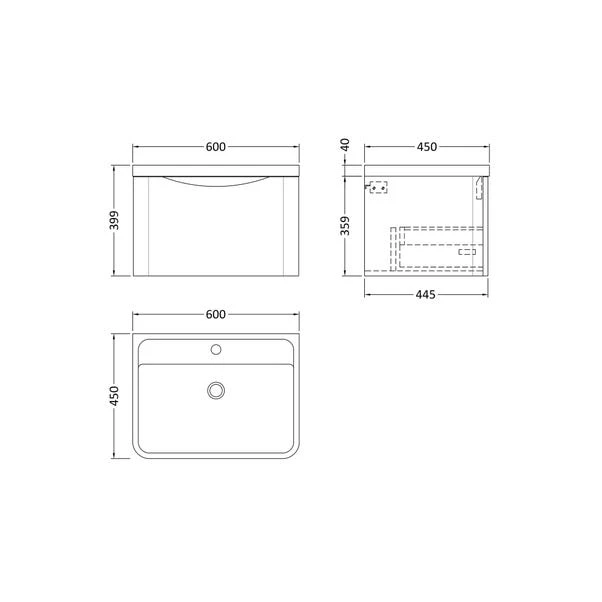 Lunar Wall Mounted 1 Drawer Vanity Unit With Polymarble Basin 20 Lunar Wall Mounted 1 Drawer Vanity Unit With Polymarble Basin - Image 18