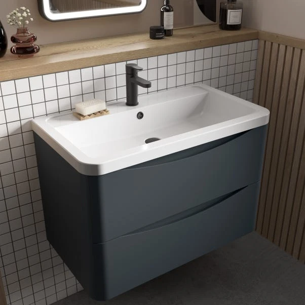Lunar Wall Mounted 2 Drawer Vanity Unit With Polymarble Basin 4 Lunar Wall Mounted 2 Drawer Vanity Unit With Polymarble Basin - Image 2