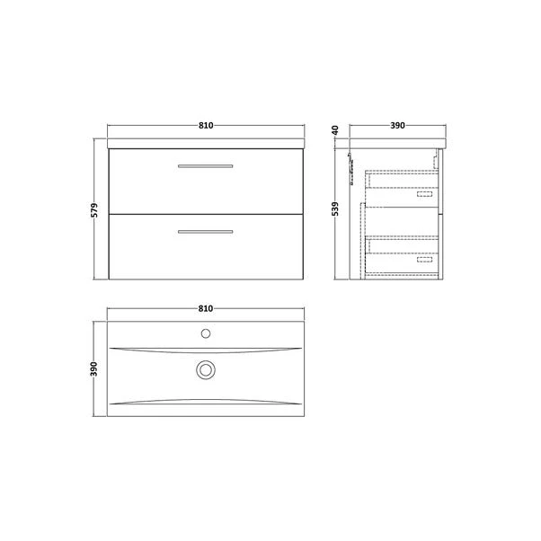 Arno Wall Mounted 2 Drawer Vanity Unit With Basin 13 Arno Wall Mounted 2 Drawer Vanity Unit With Basin - Image 11