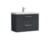 Arno Wall Mounted 2 Drawer Vanity Unit With Basin 1 Arno Wall Mounted 2 Drawer Vanity Unit With Basin -Home Luxe Studio 30910334
