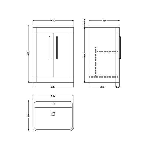 Parade Floor Standing 2 Door Vanity Unit With Polymarble Basin 4 Parade Floor Standing 2 Door Vanity Unit With Polymarble Basin - Image 2