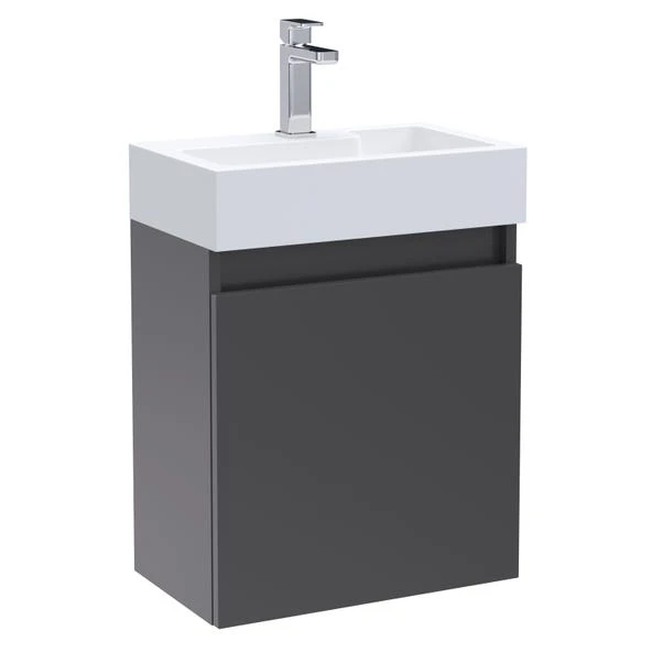 Merit Slimline 1 Door Wall Mounted Vanity Unit With Basin 3 Merit Slimline 1 Door Wall Mounted Vanity Unit With Basin