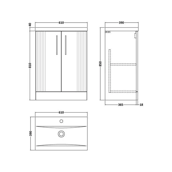 Deco Floor Standing 2 Door Vanity Unit With Basin 6 Deco Floor Standing 2 Door Vanity Unit With Basin - Image 4