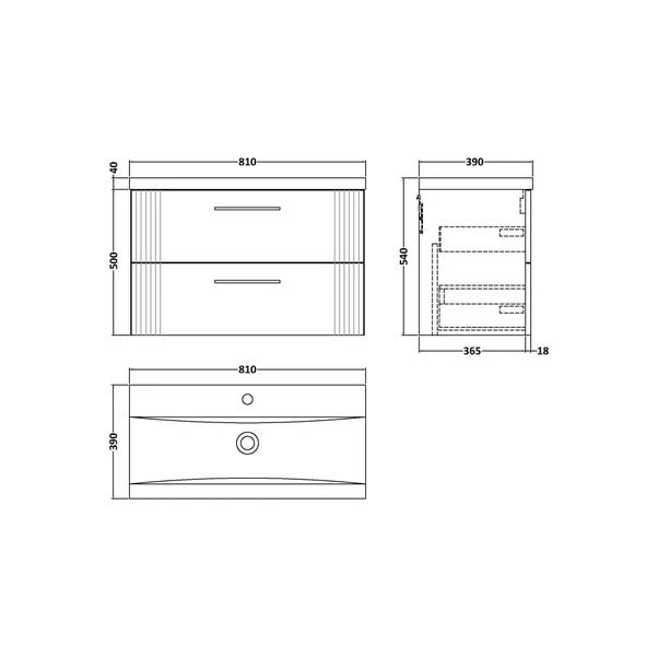 Deco Wall Mounted 2 Drawer Vanity Unit With Basin 16 Deco Wall Mounted 2 Drawer Vanity Unit With Basin - Image 14