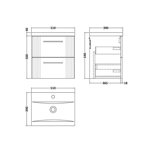 Deco Wall Mounted 2 Drawer Vanity Unit With Basin 8 Deco Wall Mounted 2 Drawer Vanity Unit With Basin - Image 6