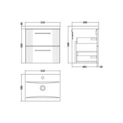 Deco Wall Mounted 2 Drawer Vanity Unit With Basin 24 Deco Wall Mounted 2 Drawer Vanity Unit With Basin -Home Luxe Studio 30910438 alt09