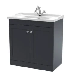 Classique Floor Standing 2 Door Vanity Unit With Ceramic Basin -Home Luxe Studio 30910476