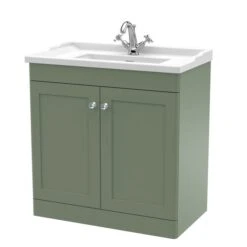 Classique Floor Standing 2 Door Vanity Unit With Ceramic Basin -Home Luxe Studio 30910486