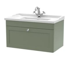 Classique Wall Mounted 1 Drawer Vanity Unit With Ceramic Basin 38 Classique Wall Mounted 1 Drawer Vanity Unit With Ceramic Basin -Home Luxe Studio 30910488