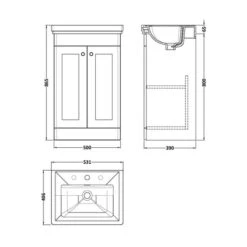 Classique Floor Standing 2 Door Vanity Unit With Basin -Home Luxe Studio 30910492 alt09