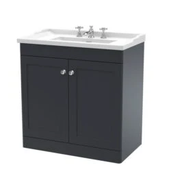 Classique Floor Standing 2 Door Vanity Unit With Ceramic Basin -Home Luxe Studio 30910516