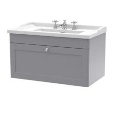 Classique Wall Mounted 1 Drawer Vanity Unit With Ceramic Basin 34 Classique Wall Mounted 1 Drawer Vanity Unit With Ceramic Basin -Home Luxe Studio 30910524