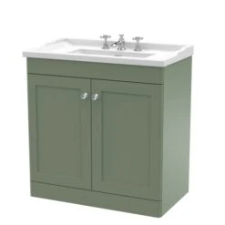 Classique Floor Standing 2 Door Vanity Unit With Ceramic Basin -Home Luxe Studio 30910526