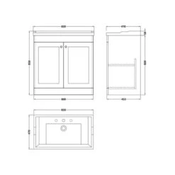 Classique Floor Standing 2 Door Vanity Unit With Ceramic Basin -Home Luxe Studio 30910526 alt09