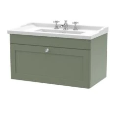 Classique Wall Mounted 1 Drawer Vanity Unit With Ceramic Basin 32 Classique Wall Mounted 1 Drawer Vanity Unit With Ceramic Basin -Home Luxe Studio 30910528