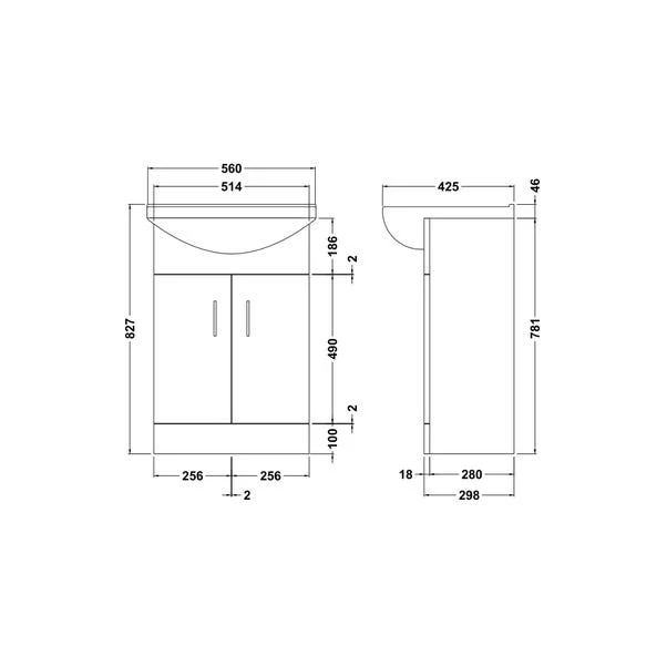 Mayford 2 Door Vanity Unit With Square Basin 6 Mayford 2 Door Vanity Unit With Square Basin - Image 4