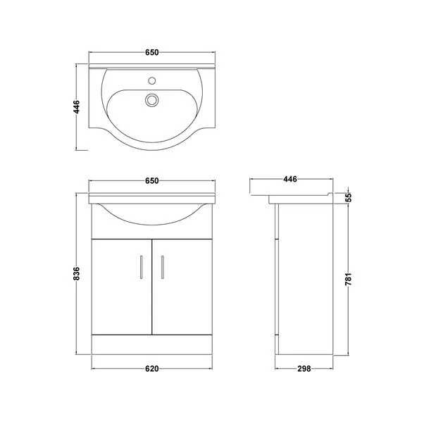 Mayford 2 Door Vanity Unit With Round Basin 4 Mayford 2 Door Vanity Unit With Round Basin - Image 2