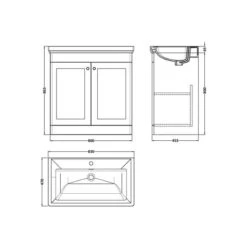 Classique Floor Standing 2 Door Vanity Unit With Basin -Home Luxe Studio 30910601 alt09