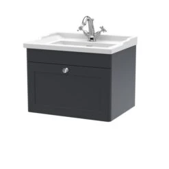 Classique Wall Mounted 1 Drawer Vanity Unit With Ceramic Basin 30 Classique Wall Mounted 1 Drawer Vanity Unit With Ceramic Basin -Home Luxe Studio 30910605